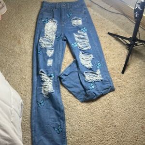 Shein baggy butterfly jeans
